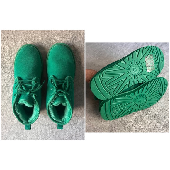 UGG Neumel Heritage Chukka Lace-Up Suede Sherpa UGGPlush Wool Boot Green Teal - Picture 3 of 15
